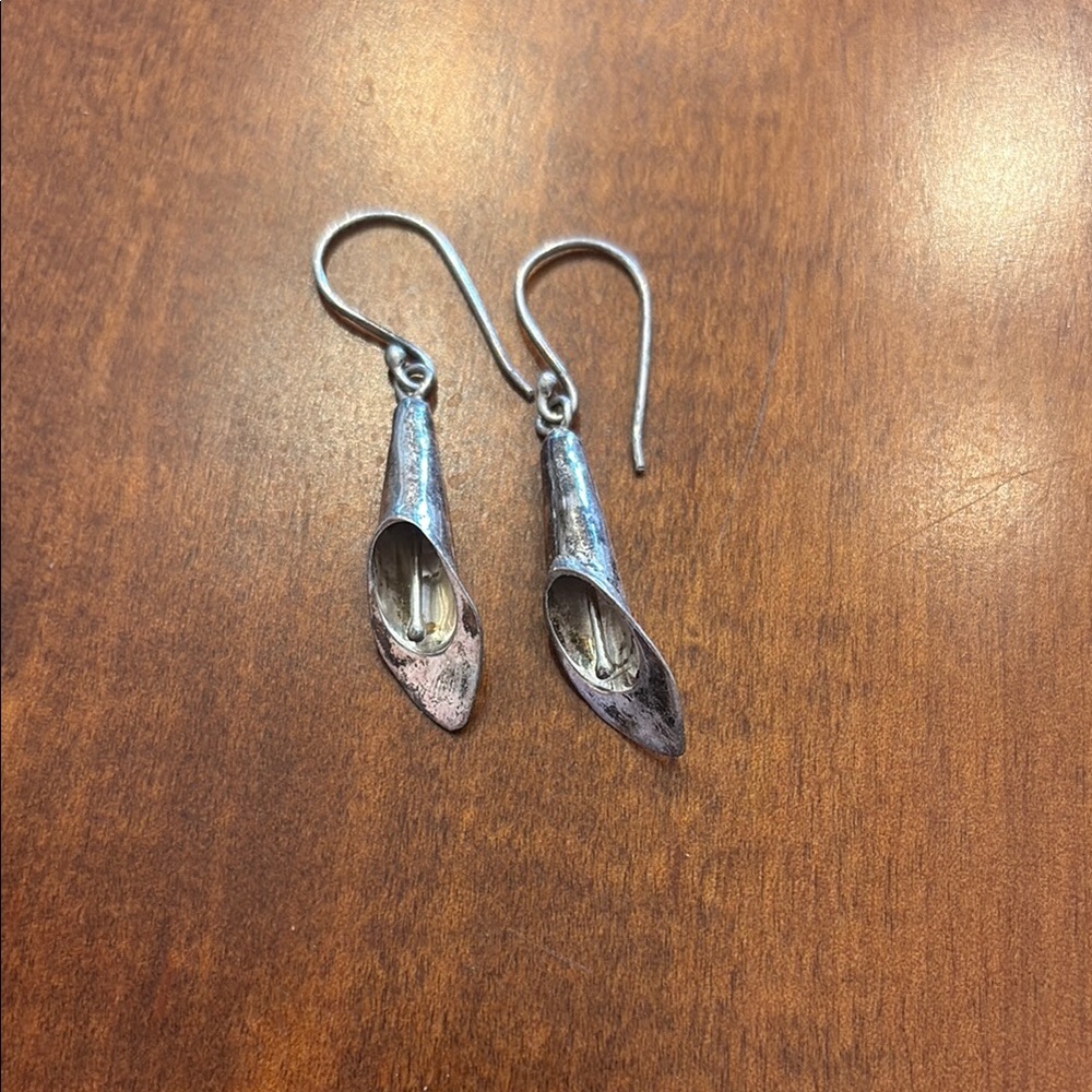 Silver Textured Leaf Earrings